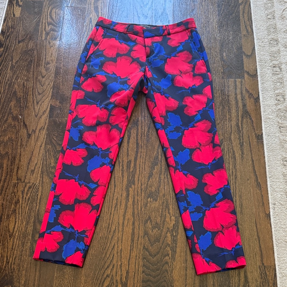 Banana Republic Red and Blue Floral Ponte Pants